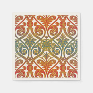 Serviette En Papier Vintage Damask Contour Wallpaper - bleu violet rou