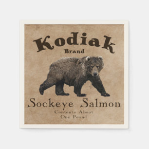 Serviette En Papier Vintage Étiquette Saumon Kodiak