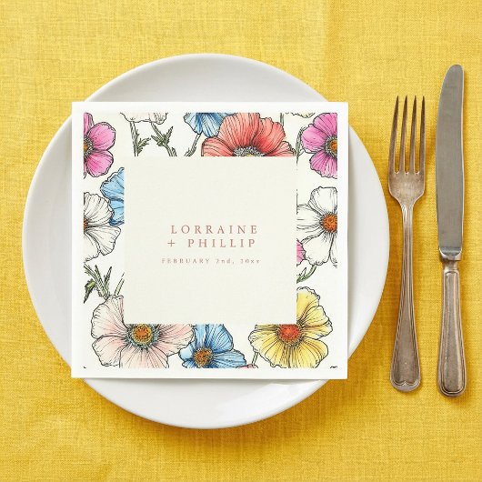 Serviette En Papier Vintage fleur sauvage mariage serviette