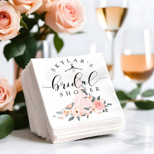 Serviette En Papier Vintage Floral Mariage robe Fête des mariées blanc