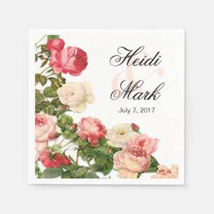 Serviette En Papier Vintage Floral Romance Roses roses roses blanc