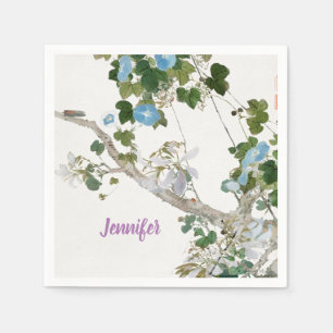 Serviette En Papier Vintage Floral style asiatique Pastel Coloris Nom