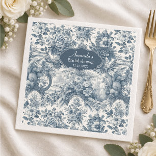 Serviette En Papier Vintage floral toile de jouy bleu pour une baby sh