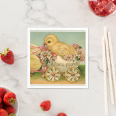 Serviette En Papier Vintage Fluffy Chick Pâques (En situation)