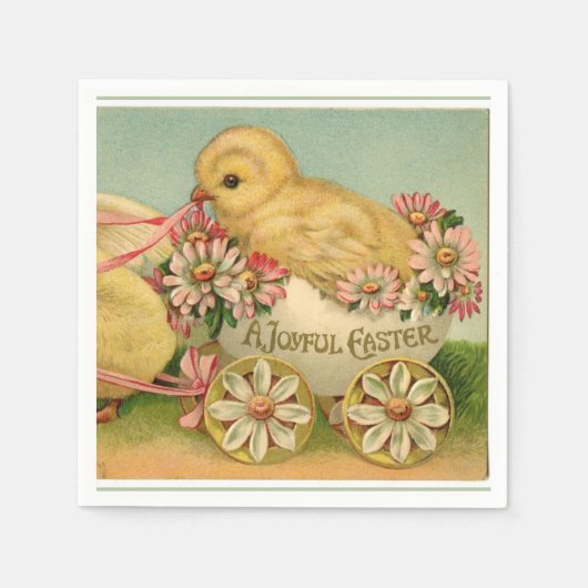 Serviette En Papier Vintage Fluffy Chick Pâques (Devant)