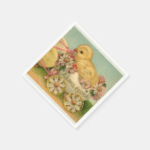 Serviette En Papier Vintage Fluffy Chick Pâques (Coin)