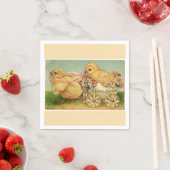 Serviette En Papier Vintage Fluffy Chicks Pâques (En situation)
