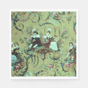 Serviette En Papier Vintage français toile verte sauge florale victori