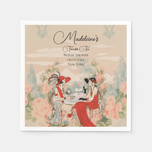 Serviette En Papier Vintage Garden Floral Temps pour la Fête des marié