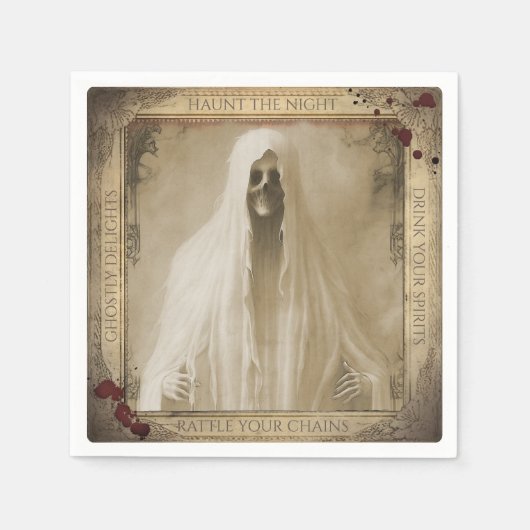 Serviette En Papier Vintage Ghost Halloween Diner Éffrayant (Devant)