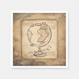 Serviette En Papier Vintage Globe. Géographie et histoire Cadeau de l'