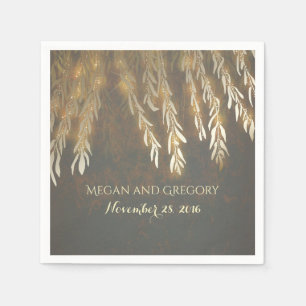 Serviette En Papier Vintage Gold Willow Tree Branches Mariage