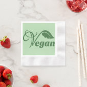 Serviette En Papier Vintage Green Vegan Logo Leaf (En situation)