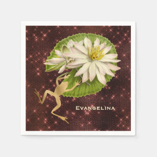 Serviette En Papier Vintage grenouille dorée Lily Pad Floral