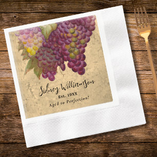 Serviette En Papier Vintage Jalon Anniversaire Vin Pays Thème