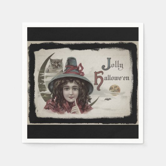 Serviette En Papier Vintage Jolly Halloween Witch (Devant)