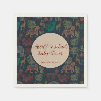Serviette En Papier Vintage Jungle Safari bébé garçon douche