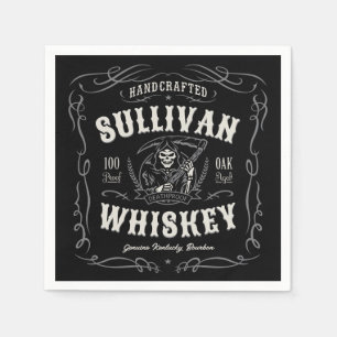 Serviette En Papier Vintage Liqueur AJOUTER NOM Old Grim Reaper Whiske