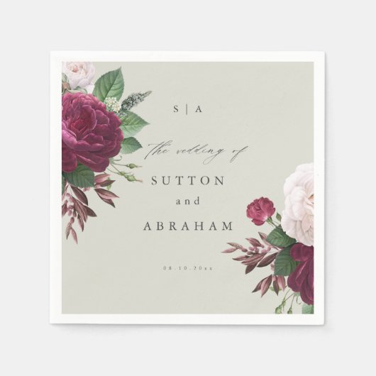Serviette En Papier Vintage Mariage Floral (Devant)