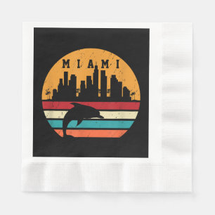Serviette En Papier Vintage Miami 80s Dolphin Silhouette Souvenir Dolp