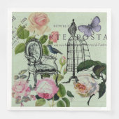 Serviette En Papier Vintage Monnaie French Rose Paris (Devant)