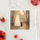 Serviette En Papier Vintage Moody Ghost & Black Cat (En situation)