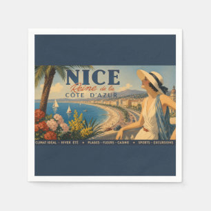 Serviette En Papier Vintage Nice Reine Côte d'Azur