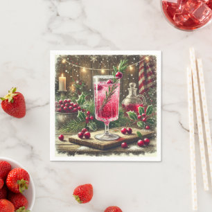 Serviette En Papier Vintage Noël Boire canneberge Fizz Decoupage