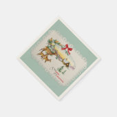 Serviette En Papier Vintage Noël Cabine & Cerf (Coin)