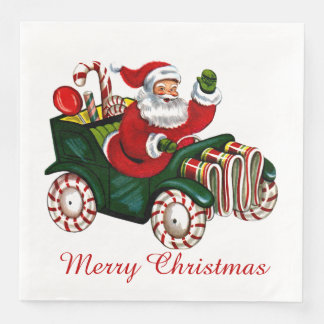 Serviette En Papier Vintage Noël conduite Père Noël party