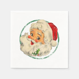 Serviette En Papier Vintage Noël Père Noël Face Vieux Mode T