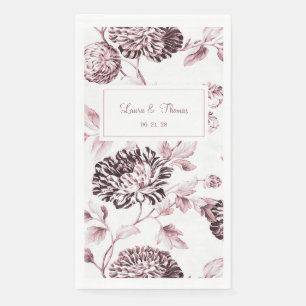 Serviette En Papier Vintage noir et blanc ton bleu Mariage floral