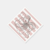 Serviette En Papier Vintage Octopus Nautique Pink Stripes (Coin)