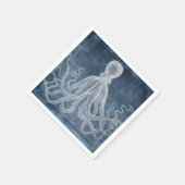 Serviette En Papier Vintage Octopus Twilight Blue Denim (Coin)