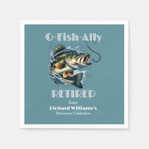 Serviette En Papier Vintage OFishAlly Retraité Gros Poisson Prend L'ap