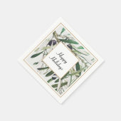 Serviette En Papier Vintage Olive Branch Joyeuses Fêtes (Coin)