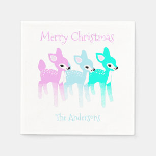 Serviette En Papier Vintage Pastel Deer Cute Noël personnalisé