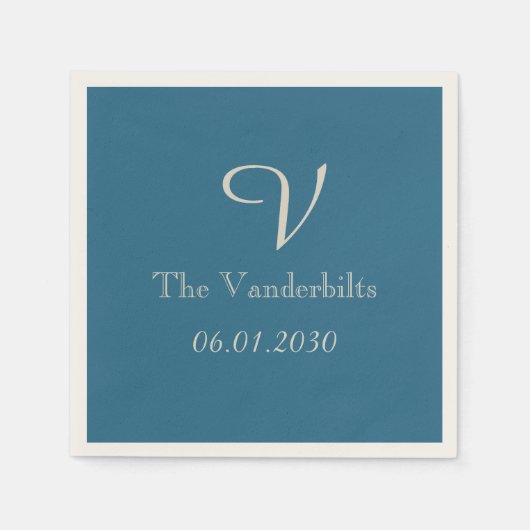 Serviette En Papier Vintage Peacock Monogramme Mariage Napkin (Devant)