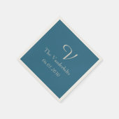 Serviette En Papier Vintage Peacock Monogramme Mariage Napkin (Coin)
