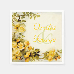 Serviette En Papier Vintage peinture romantique du mariage rose