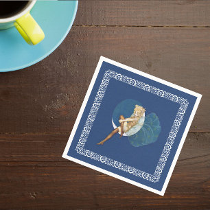 Serviette En Papier Vintage Pretty Blue Fairy Bas Bleu Lune Bleue