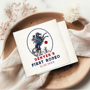 Serviette En Papier Vintage Red Cowboy Premier Rodéo Anniversaire