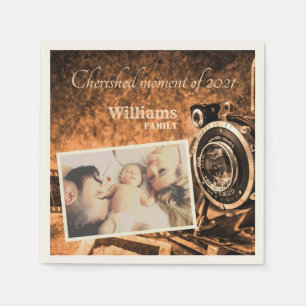 Serviette En Papier Vintage retro classique caméra rustique famille pe