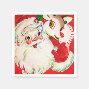 Serviette En Papier Vintage rétro Noël Père Noël serviettes en ren