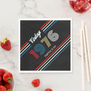 Serviette En Papier Vintage Retro Stripe 1976 50e anniversaire ou Réun