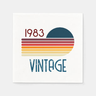 Serviette En Papier Vintage Retro Stripe Sun 1983