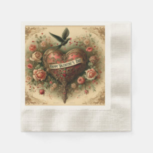 Serviette En Papier Vintage/rétro/Victorian Valentine's day heart