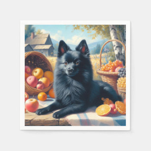 Serviette En Papier Vintage Schipperke Peinture de chiot