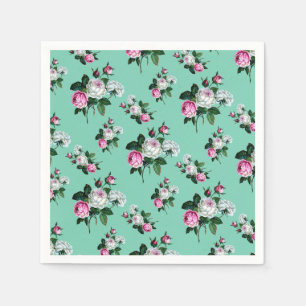 Serviette En Papier Vintage Shabby Chic Rose blanc Roses Patch