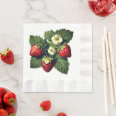 Serviette En Papier Vintage strawberries (En situation)